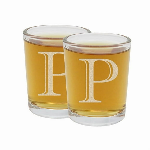 2pk Etched Monogram 2.5oz Shot Glasses (Letter P) A-Z Personalized shot glass, Custom shot glasses, Set of two Shot Glasses, Initial Birthday Gift shot glass Cute