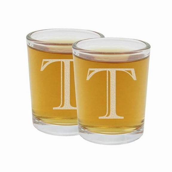 2pk Etched Monogram 2.5oz Shot Glasses (Letter T) A-Z Personalized shot glass, Custom shot glasses, Set of two Shot Glasses, Initial Birthday Gift shot glass Cute