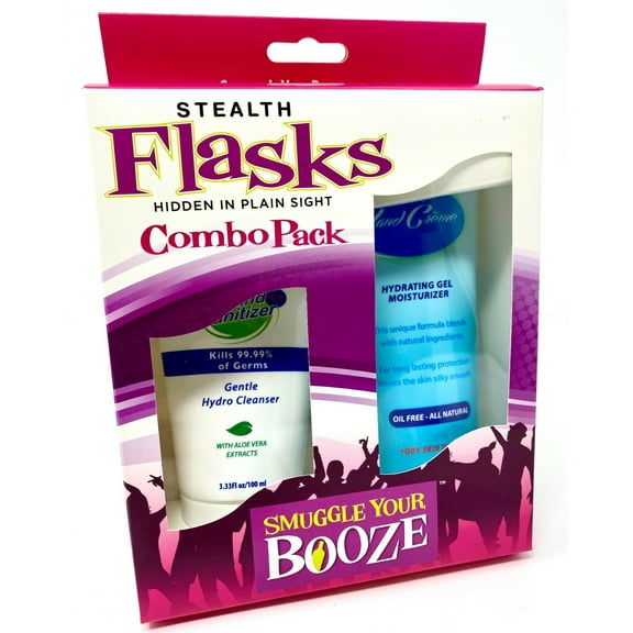 2pk HAND LOTION FLASK SET with Funnel - Smuggle Your Booze Drink - COMBO SET