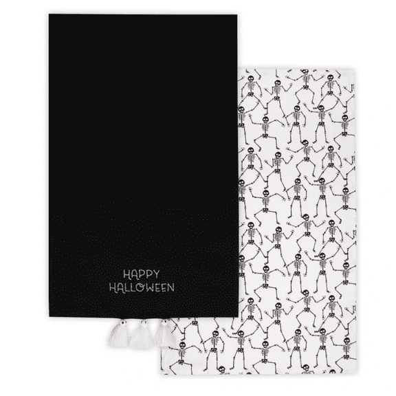 2pk Halloween and Skeleton Printed Dish Kitchen Towel - Bullseye's Playground