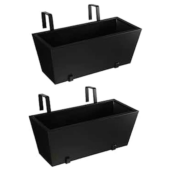 2pk Metal Railing Planter - Black Balcony Flower Box - Deck Rail Boxes - House Apartment Plant Pot