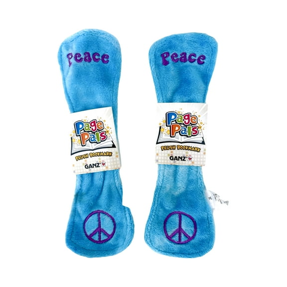 2pk Peace Sign Page Pal Plush Bookmark by Ganz - Blue