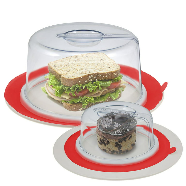 2pk Red Plate Topper Microwave Food Cover Set (Mini and Tall), Clear Bpa  Free Top Red Base
