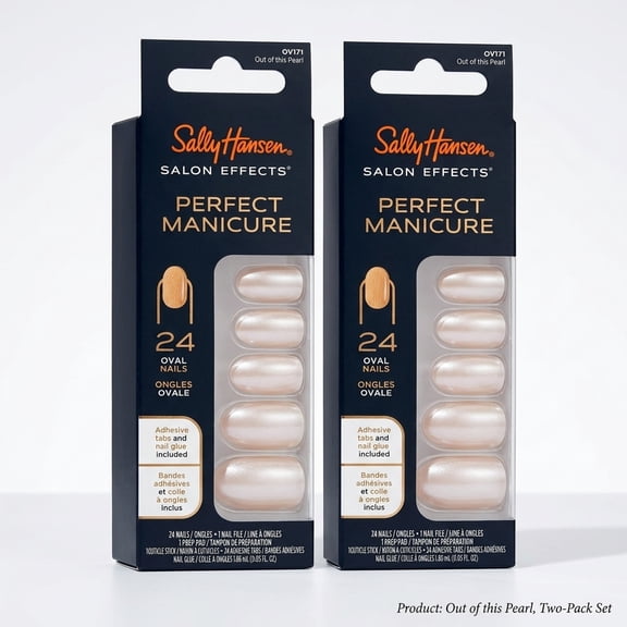 2pk Sally Hansen Salon Effects Perfect Manicure Oval Press On Out Of This Pearl