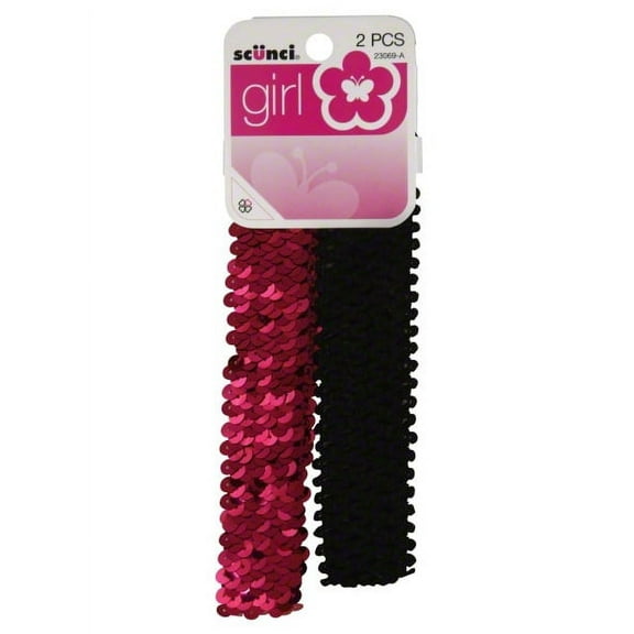 2pk Sequin/girl Solid Headwrap