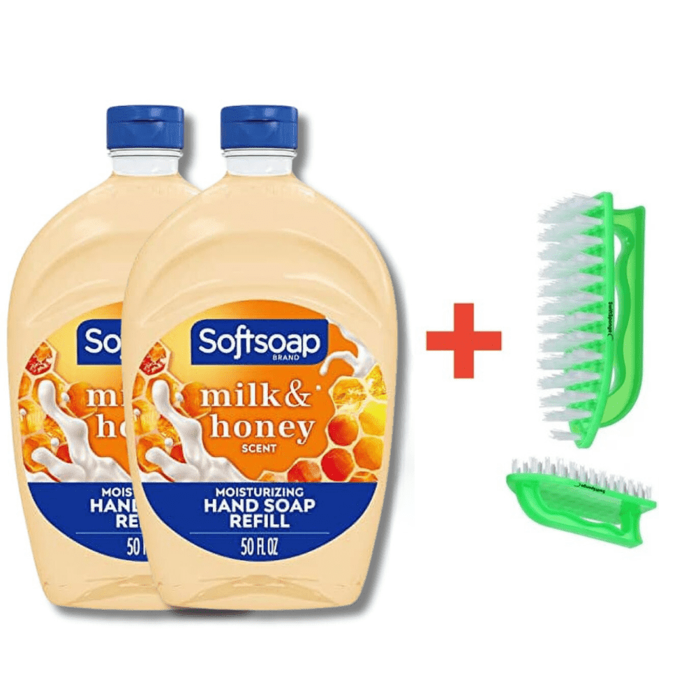 2pk SoftSoap®' Moisturizing Liquid Hand Soap Refill, Milk & Golden Honey Scent 50 fl oz Each + SwiftSponge™ Cleaning
