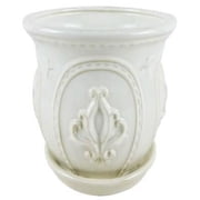 2pk Trendspot CR10152-06D White Ceramic Ornate Planter, 6" Width
