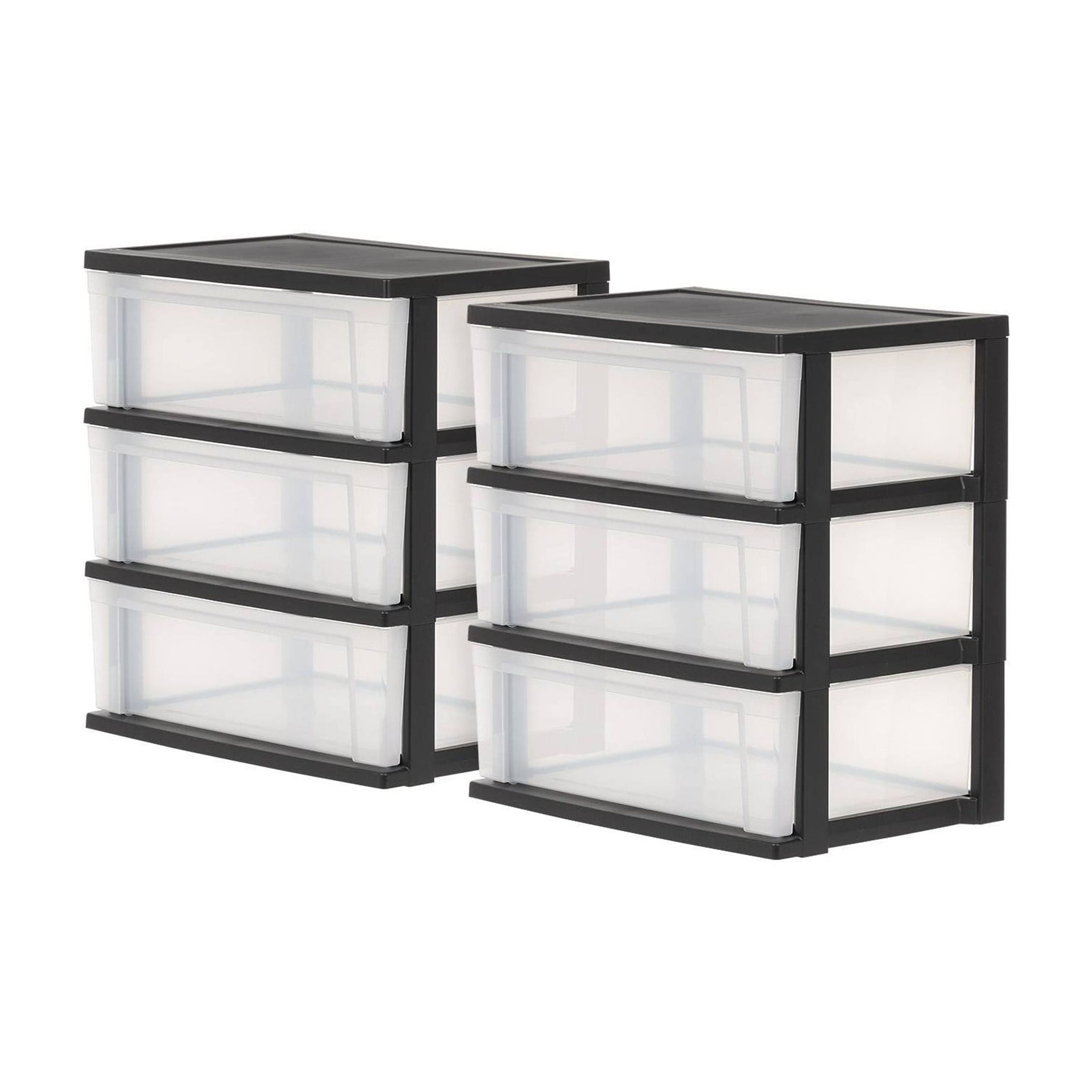 2pk Wide 3 Drawer Plastic Storage Chests
