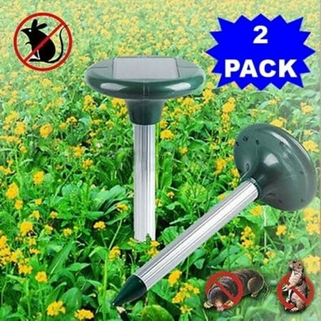 2pk Yard Solar Power Ultrasonic Sonic Mouse Mole Pest Rodent Repeller Repellent