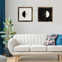 2ps Sun Wall Decor Wall Art Wood Framed Sunshine Sunburst Wooden Geometric Boho Bathroom Bedroom Rustic Home Decorations