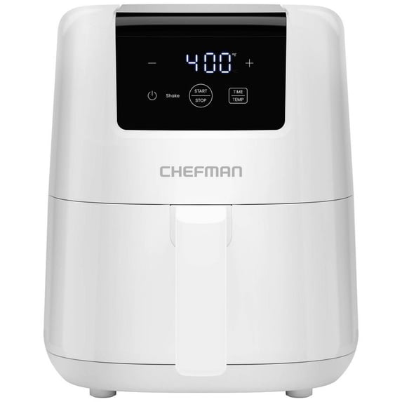 2qt Digital Air Fryer with Touch Controls, 900W Power and Dishwasher-Safe Parts for Quick Cooking of Fries, Chicken, Snacks, and Everyday Meals, Compact Design, White