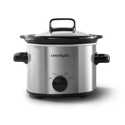 2qt Manual Slow Cooker - Stainless Steel: 3 Settings, Reheat & Warmer, Stay-Cool Handles, Dishwasher-Safe Parts