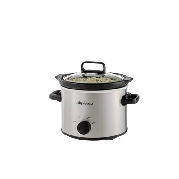 2qt Manual Slow Cooker - Stainless Steel: 3 Settings, Reheat & Warmer, Stay-Cool Handles, Dishwasher-Safe Parts