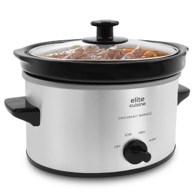 2qt Oval Slow Cooker with Adjustable Settings and Keep Warm