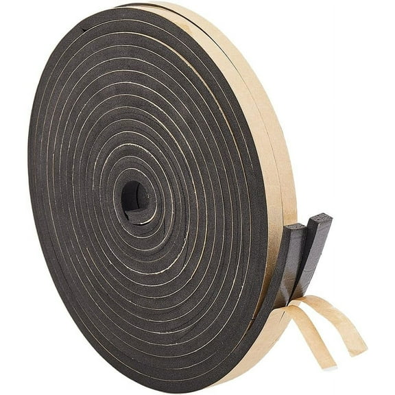 2rolls 10m*10mm*6mm Foam Insulation Tape Self Adhesive Black Soundproofing Weather Stripping Cooling Air Conditioning Seal Strip Weather Strip for Doors Windows Sports Equipments Black