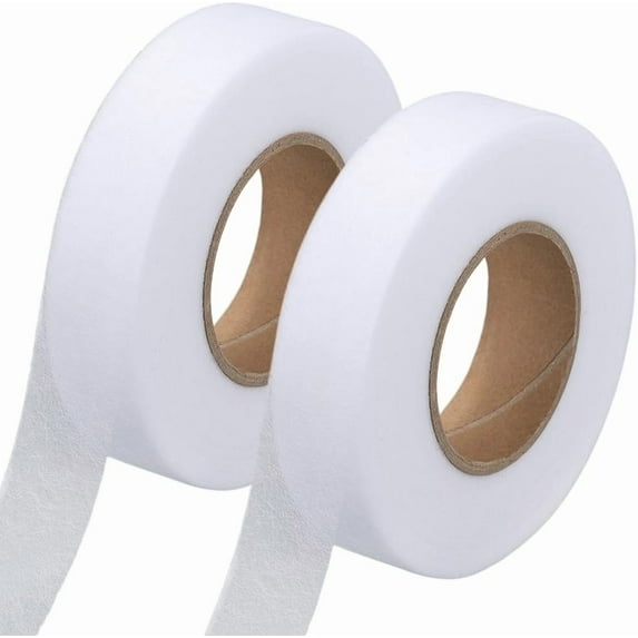 2rolls 140Yds x 1In Iron on Hemming Tape White Fabric No Sewing Wonder Web Witchery Double Sided Fusing Tape Adhesive for Curtains Dresses Clothes Skirts Jeans Art Project