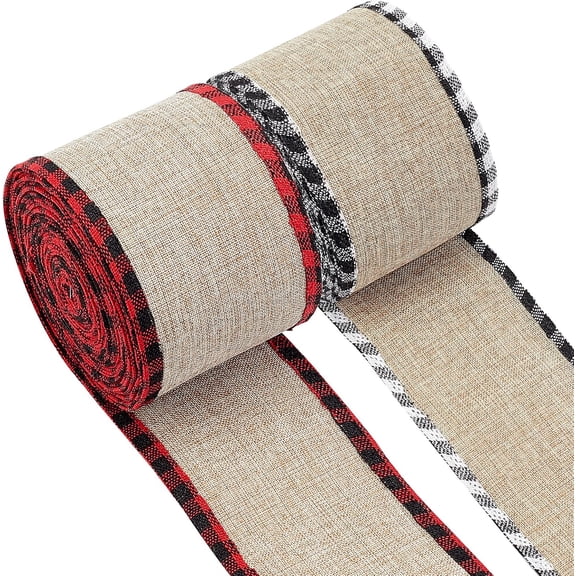 2rolls 2 colors Linen rolls Jute Ribbons For Christmas Craft Making Mixed color 1roll/color