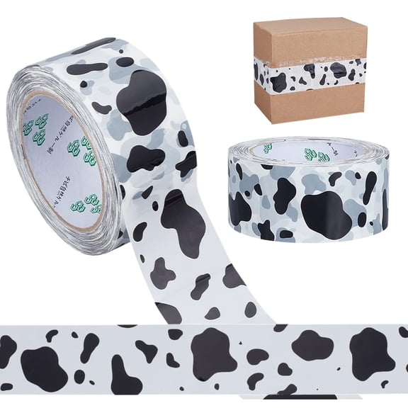 2rolls Adhesive BOPP Packing Tape Printing Shipping Decorative Tape for Sealing Boxes Cow Pattern White 5cm Creation