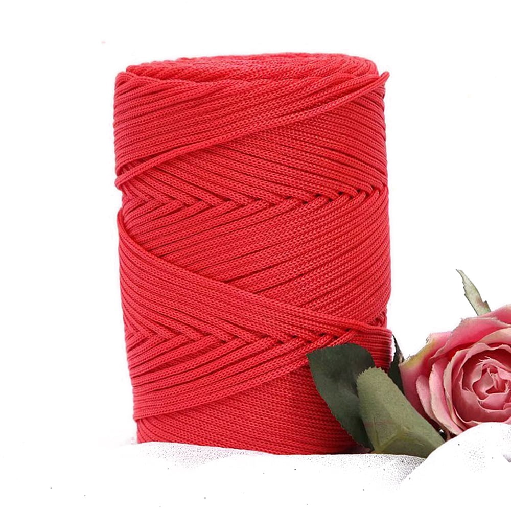 2rolls Chinlon Cloth Yarn For Hand Knitting Thick Thread Crochet Cloth Yarn Crimson 4~5mm