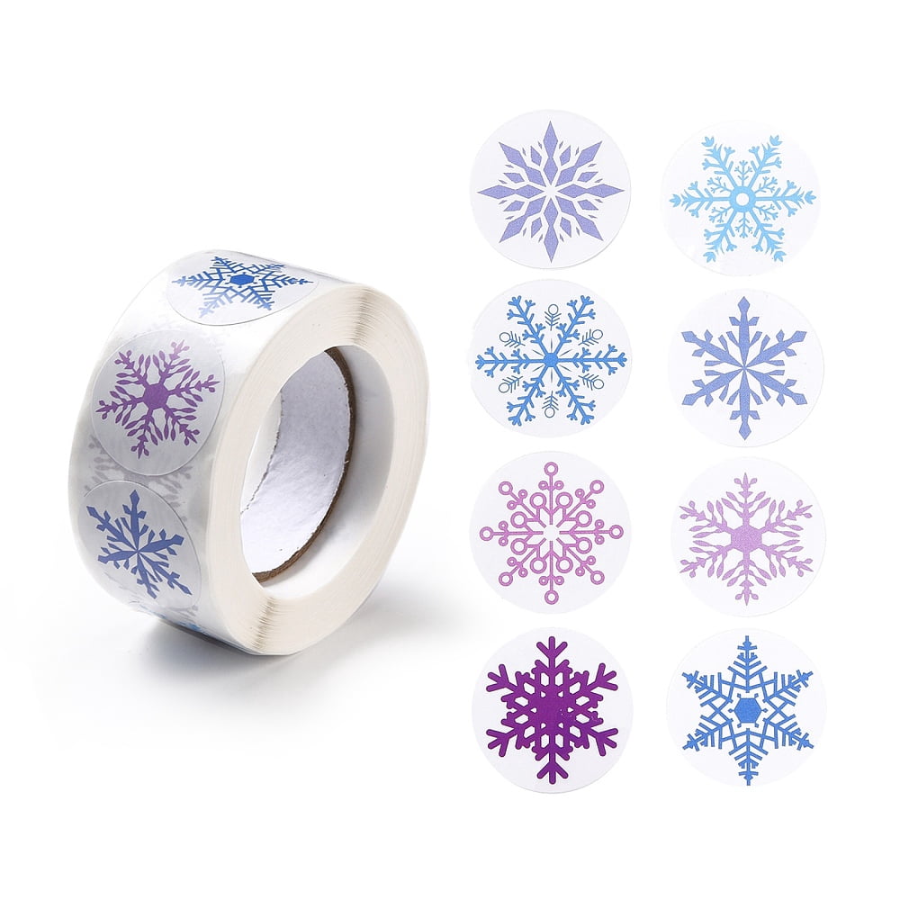 Festive Rectangular Note Sticker 2rolls Christmas Themed Flat Round Roll Stickers Self-Adhesive Paper ...