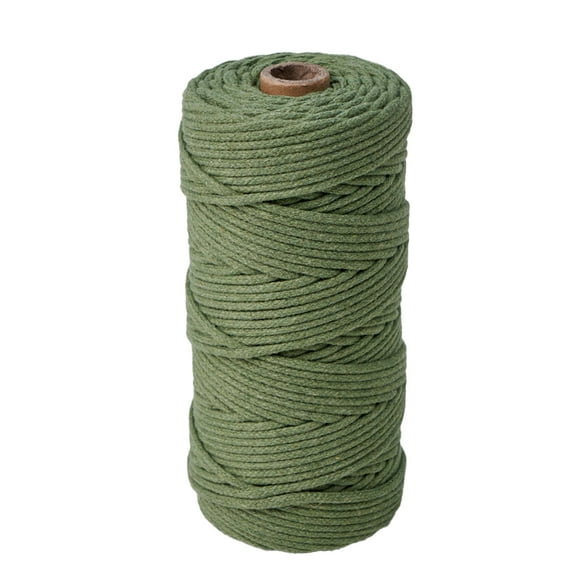 2rolls Cotton Macrame Cord Round Macrame Rope for Wall Hangers Boho Decorations DIY Macrame Craft Olive Drab 3mm 54.68 Yards(50m)/Roll