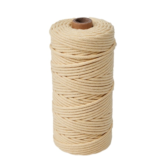 2rolls Cotton Macrame Cord Round Macrame Rope for Wall Hangers Boho Decorations DIY Macrame Craft Wheat 3mm about 54.68 Yards(50m)/Roll