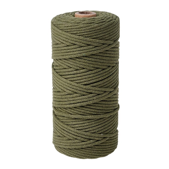 2rolls Cotton Macrame Cord Round Macrame Rope for Wall Hangers Boho Decorations Dark Olive Green 3mm about 54.68 Yards(50m)/Roll