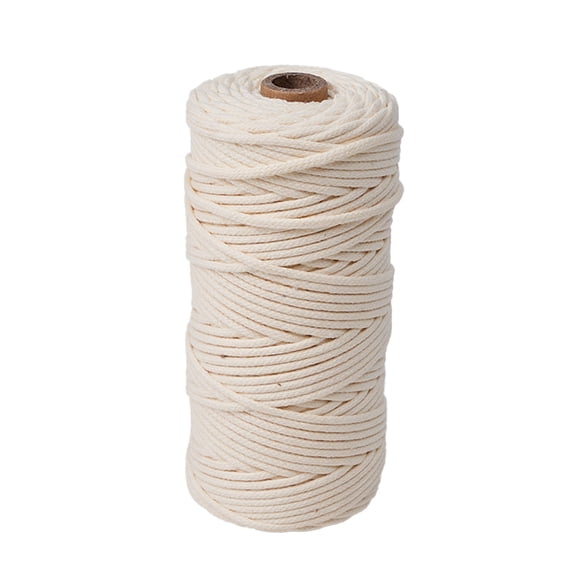2rolls Cotton Macrame Cord Round Macrame Rope for Wall Hangers Boho Decorations Floral White 3mm about 54.68 Yards(50m)/Roll