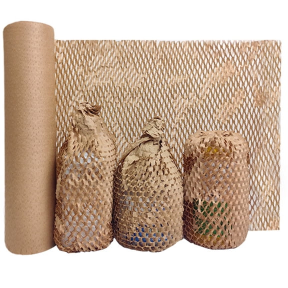 2rolls Honeycomb Packaging Paper Honeycomb Cushioning Wrap Roll for Protecting Fragile Items Tan 300mm 10m/roll