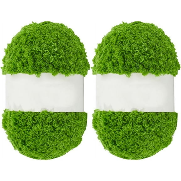 2rolls Polyester Chenille Yarn Velvet Hand Knitting Threads for Sweater Scarf Fabric Needlework Craft Olive Drab 12mm about 30~35m/roll