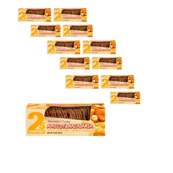 2s Company Apricot and Macadamia Crisps, 3.5 oz, 12 Pack