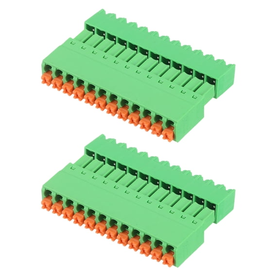 2set 3.81mm 0.15" Pitch Spring PCB Terminal Block Connector 12 Pin Straight Pin Male Female Pluggable Quick PCB Wiring Terminals for 26-16AWG Cable Mechanical Equipment, Green