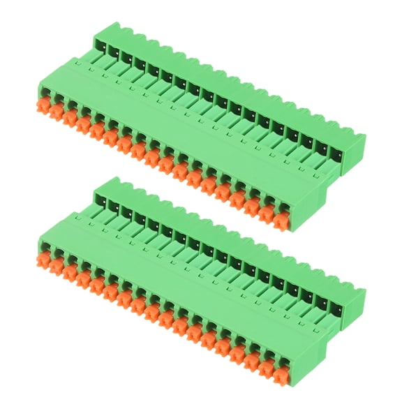 2set 3.81mm 0.15" Pitch Spring PCB Terminal Block Connector 18 Pin Straight Pin Male Female Pluggable Quick PCB Wiring Terminals for 26-16AWG Cable Mechanical Equipment, Green