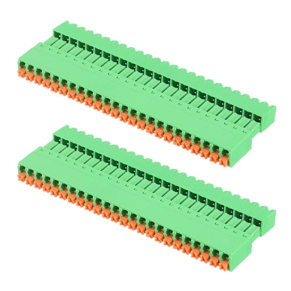 2set 3.81mm 0.15" Pitch Spring PCB Terminal Block Connector 24 Pin Straight Pin Male Female Pluggable Quick PCB Wiring Terminals for 26-16AWG Cable Mechanical Equipment, Green