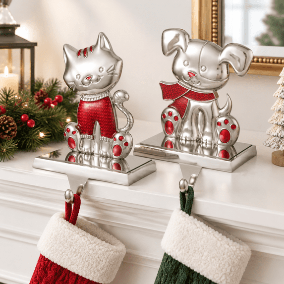 2set Dog Stocking Holder Cat Heavy Weighted Xmas Hanger For Mantelmas ...