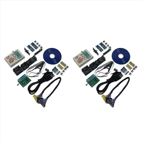2set EZP2023 USB SPI Programmer with 12 Adapter Support 24 25 93 95 EEPROM Flash Bios Compiler Highest Programming Speed,2 set of Programming kit