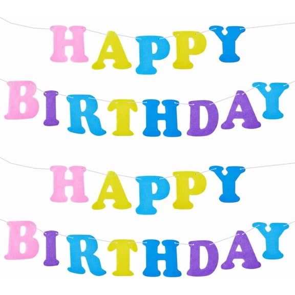 2set Happy Birthday Banner Birthday Bunting Banner Birthday Decoration Kit Colorful Birthday letter for DIY handcrafting