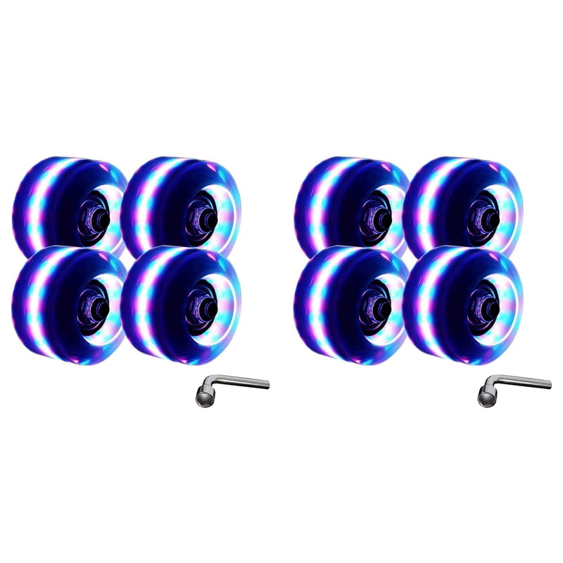 2set Light Up Roller Skate Wheels with Bearings Luminous Quad Roller