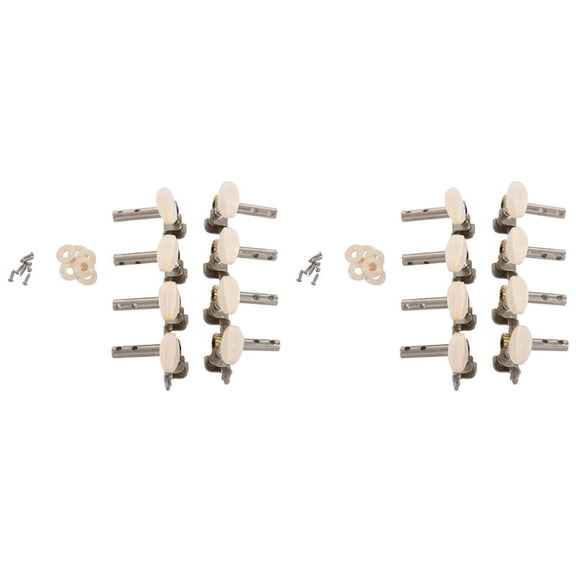 2set Machines Tuners Pegs Tuning Key with White Pearl Knobs 4L+4R for Mandolin