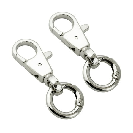 2set  Metal Swivel Lobster Clasp Keychain for Key, Jewelry Making, Art Crafts,Spring Key Rings Purse Making Accessories(Silver)