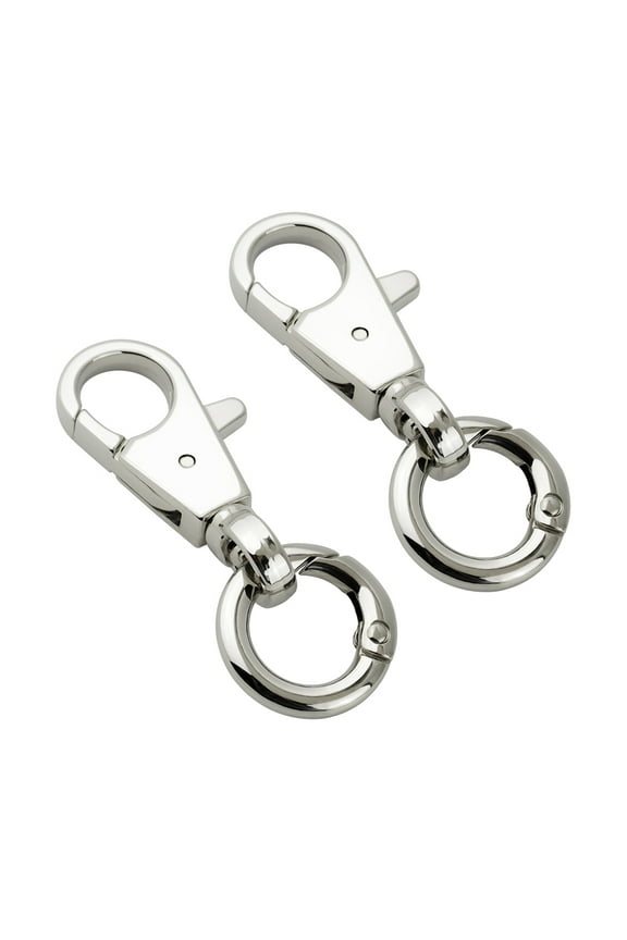 2set Metal Swivel Lobster Clasp Keychain for Key, Jewelry Making, Art Crafts,Spring Key Rings Purse Making Accessories(Silver)