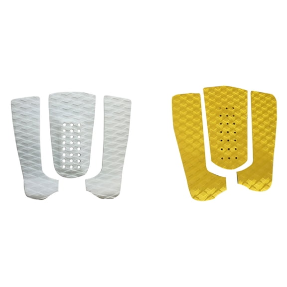 2set Surfboard Traction Pad Anti-Slip Adhesive EVA Grip Surf Deck Tail Pads Three-Piece Yellow/ White