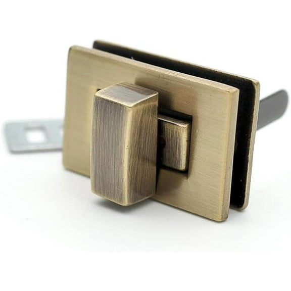 2sets 1-1/8" Rectangle Turn Lock Clasp Purse Closure Twist Lock Leathercraft Accessory (Brushed Brass)