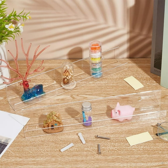 2sets 2 sets Clear Acrylic Shelves 12 Inches Wall Hanging Record Display Shelves for Wall Storage and Display Acrylic Floating Shelves for Bedroom Living Room Kitchen Office Store Perfume