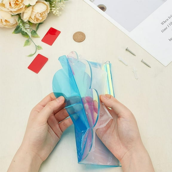 2sets 2pcs Acrylic Floating Shelves 8.5 x 3.4 Inch Cloud Shelves Lagre Iridescent Hanging Display Wall Shelf Small Floating Shelf for Lamp Phoframe Camera Office Bathroom Kitchen Home Decor