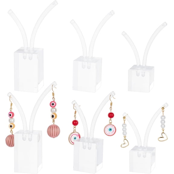2sets 3 Sizes Clear Earrings Display Stands Tree Jewelry Display Holder Acrylic Earring Storage Trade Show Store Countertop Display Hanging Supplies Home Decor Vanity Fashion Clear DIY