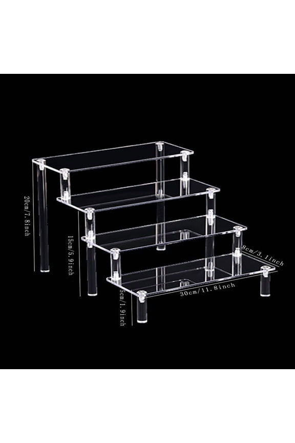 2sets 4-Tier Acrylic Action Figures Display Riser Stands for Blind Boxes Jewelry Cupcake Clear 30x8cm