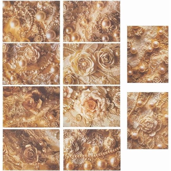 2sets 60Pcs 10 Styles Vintage Scrapbook Paper Pad Floral Pearl Pattern Aesthetic Journaling Paper Supplies Decorative Paper for DIY Art Crafts Scrapbooking Journal Photo Album Decor 10x14cm Brown