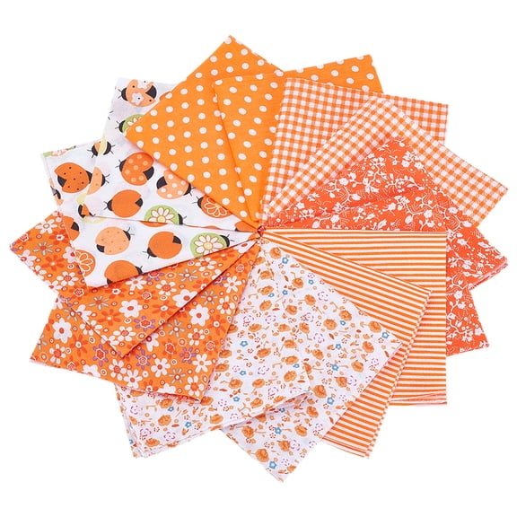 2sets Cotton Fabric for Patchwork Sewing Tissue to Patchwork Square Orange 250x250x0.2mm 7pcs/set