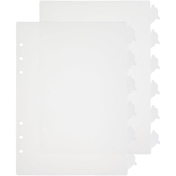 2sets Dolphin PP Binders Index Divider Sheets 6 Holes Tab Divider for Binder Rectangle WhiteSmoke 210x159x0.3mm Hole: 5mm 6pcs/set